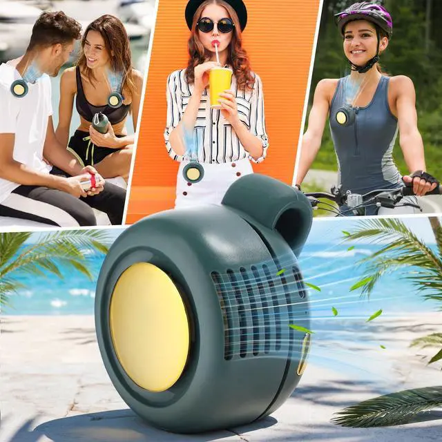 Alt view image 7 of 7 - 4 Pack 360° Portable Silent Mini Bladeless Electric Fan, Small Fan Clip on for Shirt & Waist, 3 Speeds Rechargeable Whirlwind Cooling Fans for Outdoor Travel Office(Green)