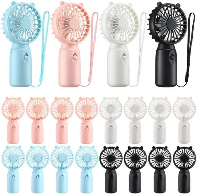 Main image of 16 Pcs Mini Portable Fans Bulk Handheld Battery Operated Fan with Lanyard, Cooling Lightweight Pocket Personal Fans for Wedding Birthday Summer Outdoor Use (White Black Blue Pink)