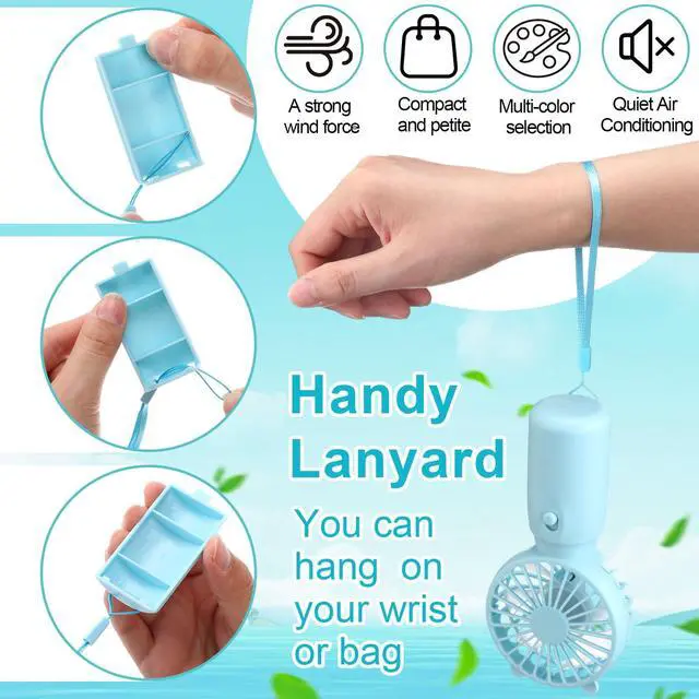 Alt view image 3 of 7 - 16 Pcs Mini Portable Fans Bulk Handheld Battery Operated Fan with Lanyard, Cooling Lightweight Pocket Personal Fans for Wedding Birthday Summer Outdoor Use (White Black Blue Pink)