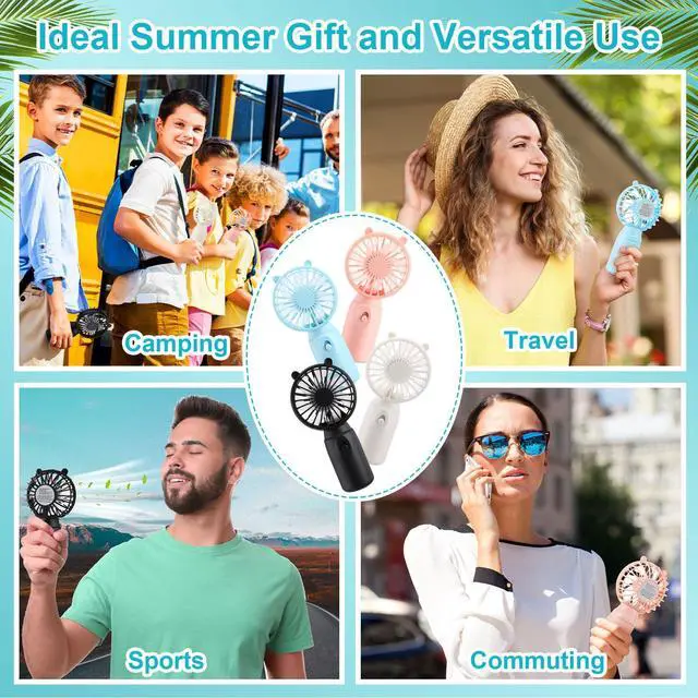 Alt view image 7 of 7 - 16 Pcs Mini Portable Fans Bulk Handheld Battery Operated Fan with Lanyard, Cooling Lightweight Pocket Personal Fans for Wedding Birthday Summer Outdoor Use (White Black Blue Pink)