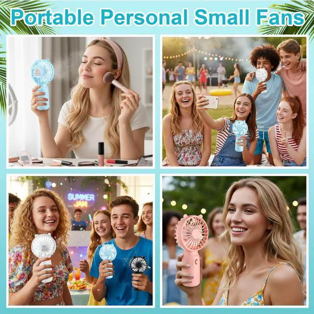 Alt view image 5 of 7 - 16 Pcs Mini Portable Fans Bulk Handheld Battery Operated Fan with Lanyard, Cooling Lightweight Pocket Personal Fans for Wedding Birthday Summer Outdoor Use (White Black Blue Pink)