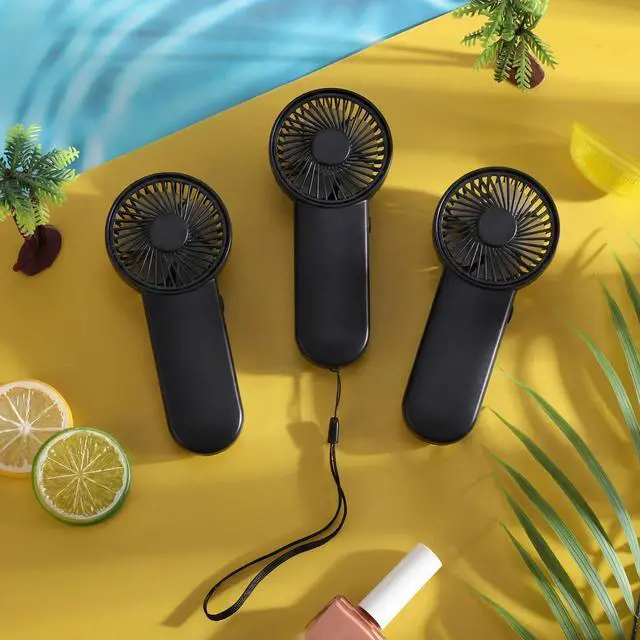 Alt view image 2 of 7 - 12 Pcs Small Personal Portable Fan Mini Handheld Bulk 1 Speed Electric Cute Battery Powered for Neck Lash Makeup Women Men Travel Camping Indoor Outdoor Summer (Black)