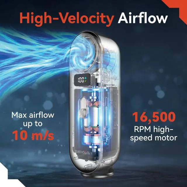 Alt view image 3 of 7 - Metal Handheld Fan with Ice Cooling, 10,000mAh Power Bank & Flashlight, 16,500 RPM Turbo Cooling, 100-Speed Adjustable Fan, Built-in Retractable USB-C Cable for Travel, Camping & Outdoor Use
