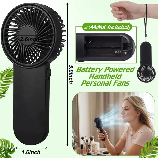 Alt view image 3 of 7 - 12 Pcs Small Personal Portable Fan Mini Handheld Bulk 1 Speed Electric Cute Battery Powered for Neck Lash Makeup Women Men Travel Camping Indoor Outdoor Summer (Black)