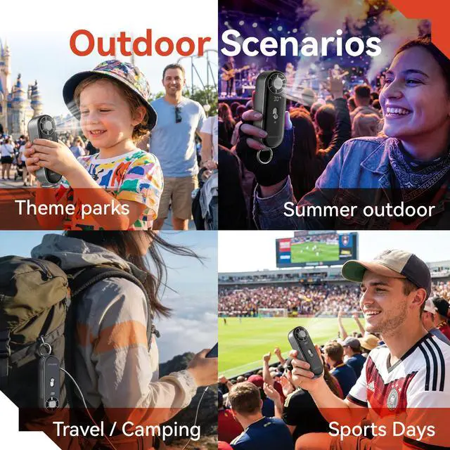 Alt view image 7 of 7 - Metal Handheld Fan with Ice Cooling, 10,000mAh Power Bank & Flashlight, 16,500 RPM Turbo Cooling, 100-Speed Adjustable Fan, Built-in Retractable USB-C Cable for Travel, Camping & Outdoor Use