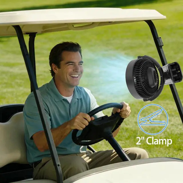 Alt view image 2 of 7 - Clip on Fan 16000mAh: Portable Rechargeable Clamp Fan for Stroller Bed Camping Tent Golf Cart - Quiet Battery Operated with 3 Speed Strong Airflow LED Light Hook for Office Desk Outdoor (Black)