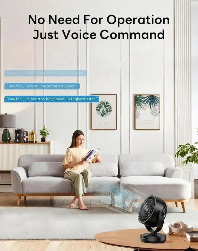 Alt view image 5 of 7 - Air Circulator Fan for Bedroom, Quiet Table Fan with 4 Speeds, 90° Oscillation, 120° Vertical, 12H Timer, Powerful Airflow, Oscillating Desk Fan for Bedroom Office Home
