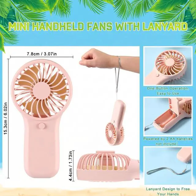 Alt view image 2 of 7 - 24 Pack Mini Portable Fans Bulk with Lanyard Small Handheld Fans Gifts Bulk for Wedding Summer Travel Beach Gym Camping Makeup (Lanyard,3 Colors)