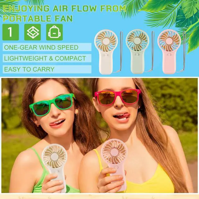 Alt view image 6 of 7 - 24 Pack Mini Portable Fans Bulk with Lanyard Small Handheld Fans Gifts Bulk for Wedding Summer Travel Beach Gym Camping Makeup (Lanyard,3 Colors)