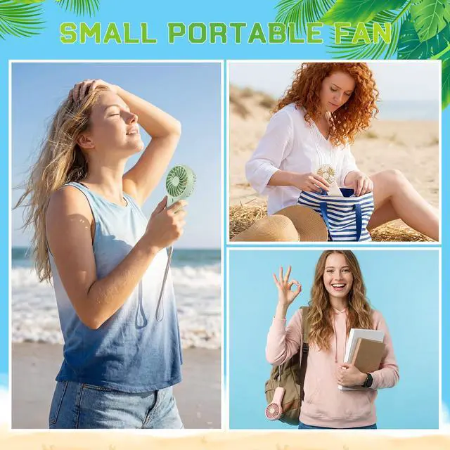 Alt view image 7 of 7 - 24 Pack Mini Portable Fans Bulk with Lanyard Small Handheld Fans Gifts Bulk for Wedding Summer Travel Beach Gym Camping Makeup (Lanyard,3 Colors)