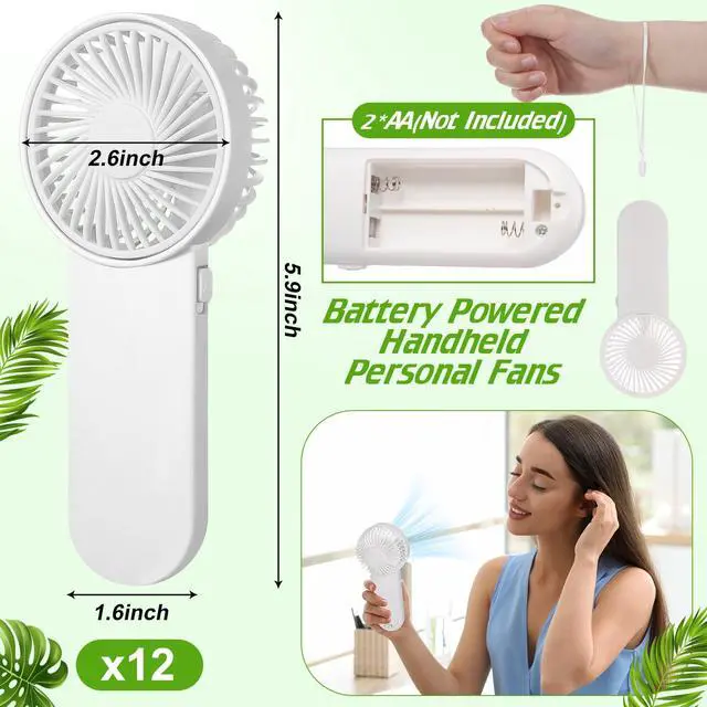 Alt view image 2 of 7 - 12 Pcs Small Personal Portable Fan Mini Handheld Bulk 1 Speed Electric Cute Battery Powered for Neck Lash Makeup Women Men Travel Camping Indoor Outdoor Summer (White)
