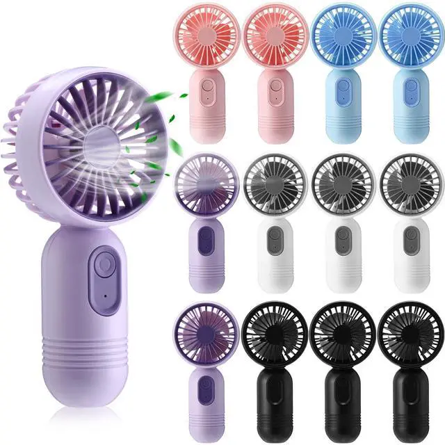 Main image of 12 Pack Mini Portable Handheld Fan Bulk for Travel 3 Speeds, Rechargeable USB Battery Operated, Small Personal Eyelash Fans for Women Men Indoor Outdoor(Multicolor,Classic Style)