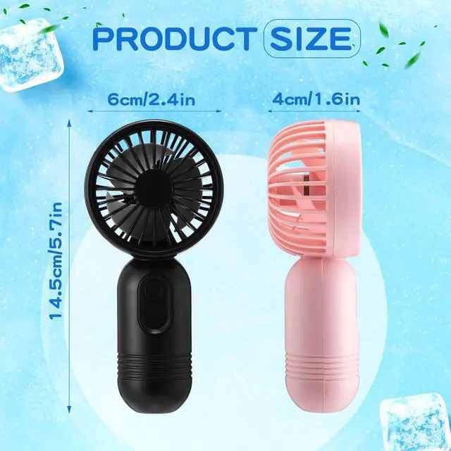 Alt view image 2 of 7 - 12 Pack Mini Portable Handheld Fan Bulk for Travel 3 Speeds, Rechargeable USB Battery Operated, Small Personal Eyelash Fans for Women Men Indoor Outdoor(Multicolor,Classic Style)