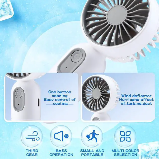 Alt view image 4 of 7 - 12 Pack Mini Portable Handheld Fan Bulk for Travel 3 Speeds, Rechargeable USB Battery Operated, Small Personal Eyelash Fans for Women Men Indoor Outdoor(Multicolor,Classic Style)