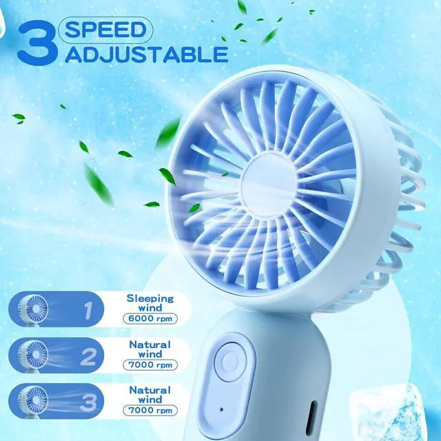 Alt view image 3 of 7 - 12 Pack Mini Portable Handheld Fan Bulk for Travel 3 Speeds, Rechargeable USB Battery Operated, Small Personal Eyelash Fans for Women Men Indoor Outdoor(Multicolor,Classic Style)