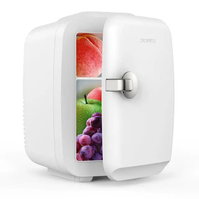 Alt view image 4 of 7 - Mini Fridge, 4 Liter/6 Can Portable Cooler and Warmer Personal Refrigerator for Skin Care, Cosmetics, Beverage, Food,Great for Bedroom, Office, Car, Dorm, ETL Listed (White)