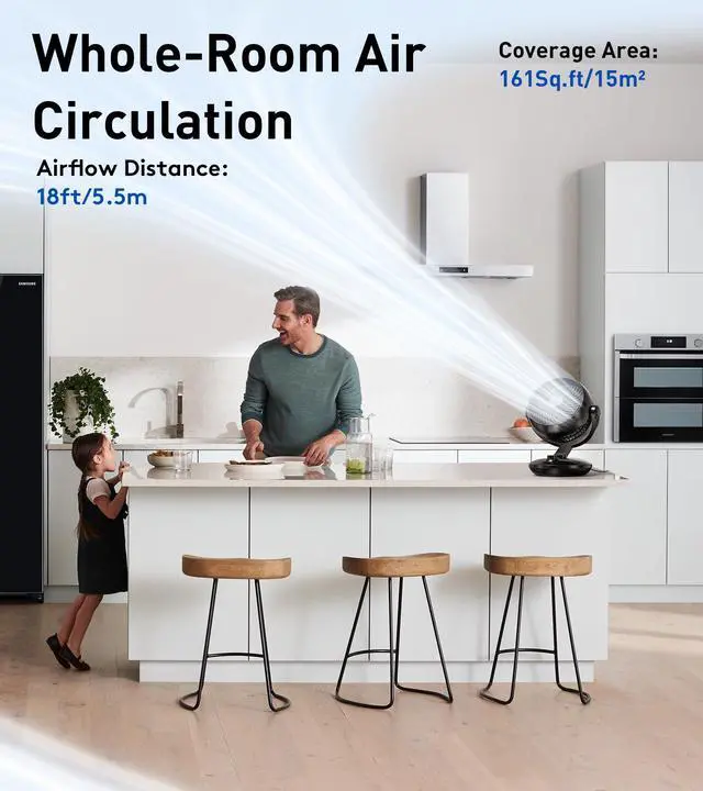 Alt view image 2 of 6 - Desk Air Circulator Fan, Fan for Bedroom, Auto Oscillating Table Fans, 11 Inch, 3 Speeds, 28 db, for Quiet Fans for Whole Room/Home/Office/Dorm/Kitchen