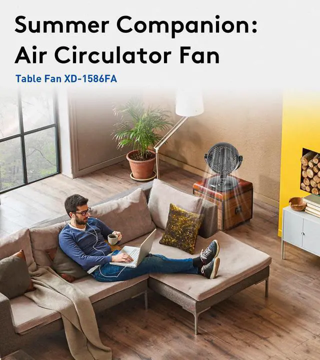 Alt view image 3 of 6 - Desk Air Circulator Fan, Fan for Bedroom, Auto Oscillating Table Fans, 11 Inch, 3 Speeds, 28 db, for Quiet Fans for Whole Room/Home/Office/Dorm/Kitchen