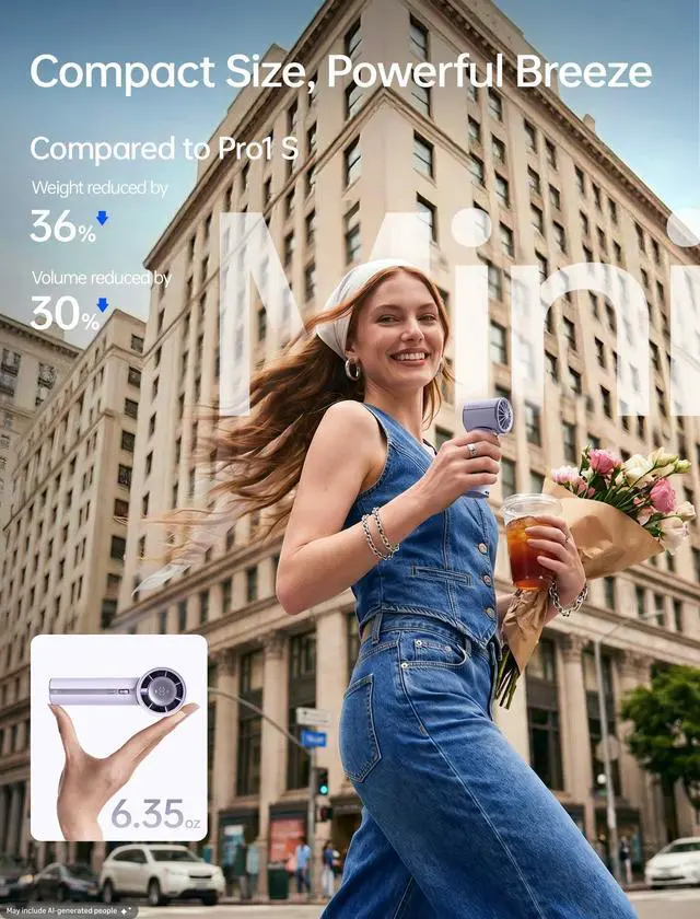 Alt view image 6 of 7 - Handheld Fan - NextGen Cooling: 30H Max Runtime, 100Speed Turbo Air, Premium PU Leather, Aroma Pod Innovation, Portable Fan for Travel, Gifts for Women Men- Misty Purple (Pro1 Mini, 1Pc)