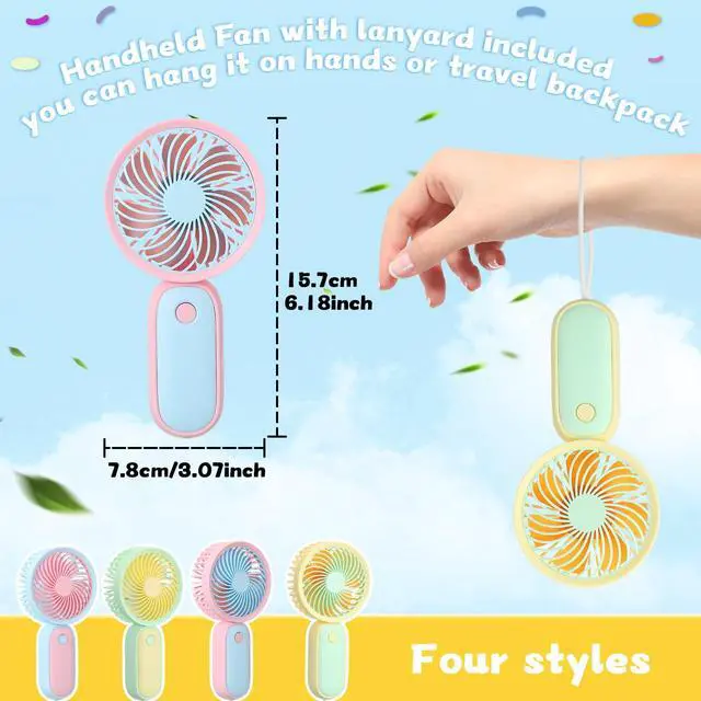 Alt view image 2 of 6 - Mini Handheld Fan, USB Rechargeable Hand Held Fan Hanging Small Hand Travel Fans Portable Powerful Fans for Women Outdoor Travelling Indoor Home, 4 Colors(20 Pcs)