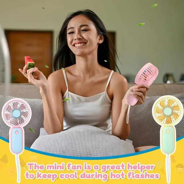 Alt view image 6 of 6 - Mini Handheld Fan, USB Rechargeable Hand Held Fan Hanging Small Hand Travel Fans Portable Powerful Fans for Women Outdoor Travelling Indoor Home, 4 Colors(20 Pcs)