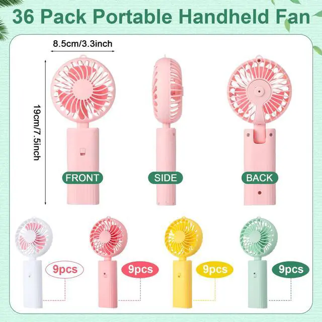 Alt view image 2 of 7 - 36 Pcs Mini Handheld Fans Bulk, 180° Foldable Portable Personal Fans, Small Desk Fan for Wedding Guests, Summer Party Favors, Beach Outdoor Events, Classroom Gifts (Multicolor)