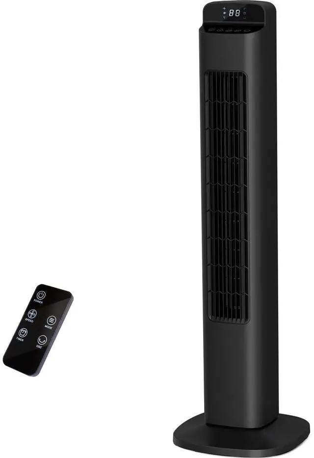 Main image of Portable Bladeless Tower Fan, 80° Oscillating Design, Remote Control Included, 5 Speeds & 3 Modes, Low Noise for Bedroom and Living Room, Black