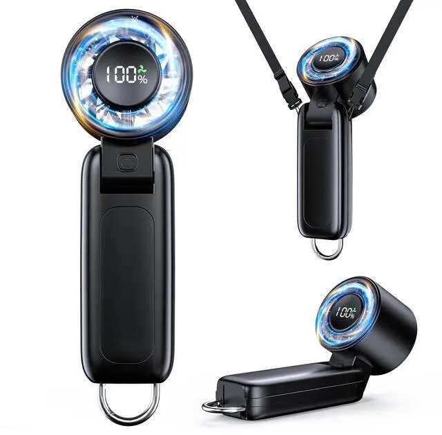 Main image of Handheld Fan, Portable Fan, 1-100 Speed Adjustable Turbo Fan, 5000mAh Rechargeable Mini Personal Fan with Foldable Design and LED Display for Travel, Office, Home and Outdoor Use Black