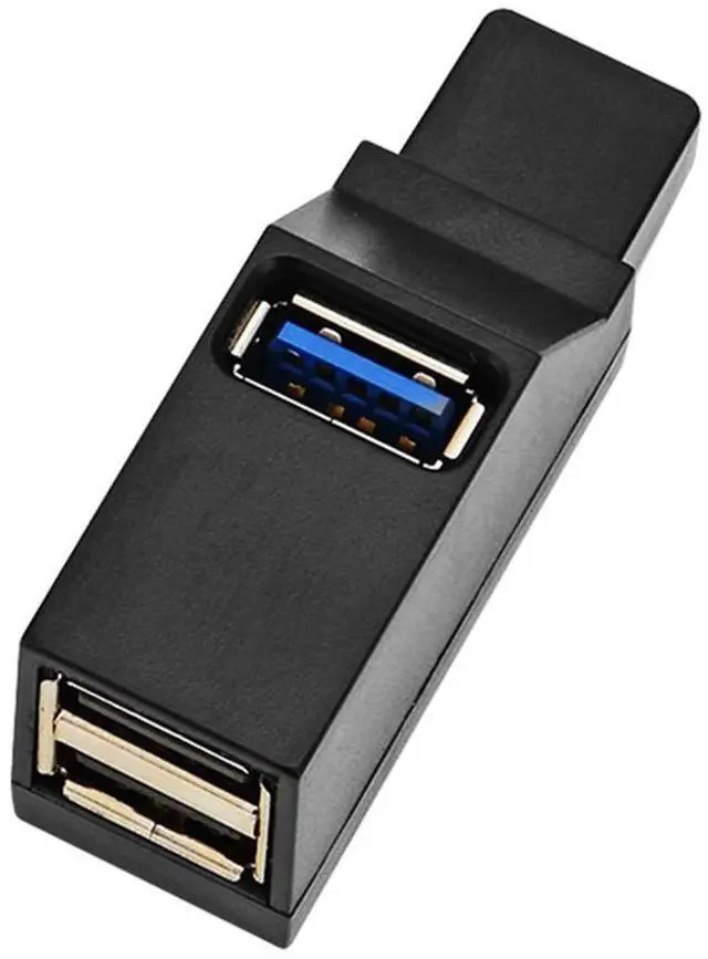 Main image of 3-Port USB 3.0/2.0 Data Hub, Portable, Compact, Black, USB Hub, Compatible with PC, Laptop, USB Flash Drives, Mouse, Keyboard, External Hard Drives