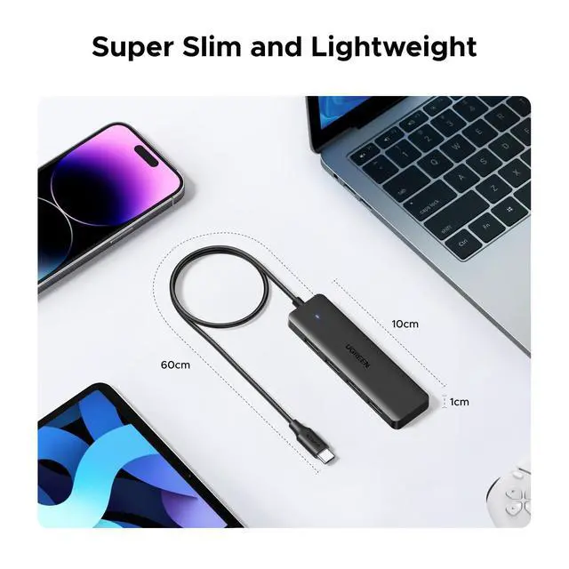 Alt view image 5 of 7 - USB C Hub, 4 Ports USB A Splitter Ultra-Slim USB Expander for Mouse, Keyboard, Flash Drive, U Disk, Printer Compatible with Laptop, Desktop PC, Xbox, PS5, and More 2FT