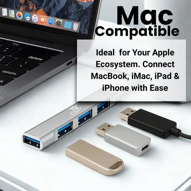 Alt view image 5 of 7 - U114C USB Hub 4-Port Mini USB C Hub with USB-A and USB-C 3.0/2.0 Ports, Multiport Adapter for Laptop, Desktop, MacBook, Chromebook, and PC Expansion