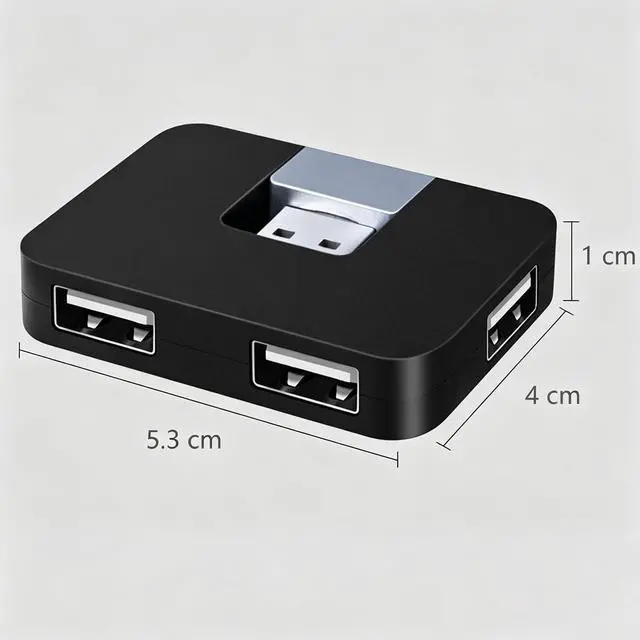 Alt view image 2 of 7 - USB 2.0 Hub, 4-Port Mini U-Shape Data Transfer Hub for PC Laptop Desktop, Plug and Play, Black