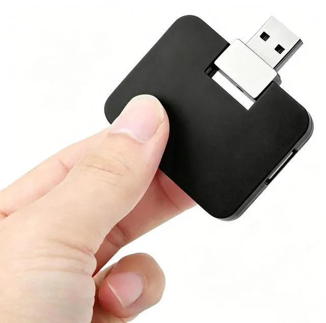 Main image of USB 2.0 Hub, 4-Port Mini U-Shape Data Transfer Hub for PC Laptop Desktop, Plug and Play, Black