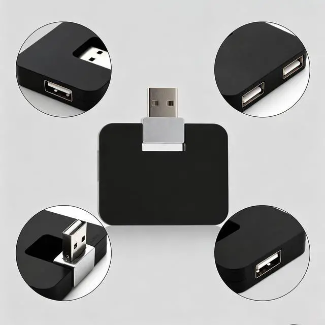 Alt view image 3 of 7 - USB 2.0 Hub, 4-Port Mini U-Shape Data Transfer Hub for PC Laptop Desktop, Plug and Play, Black