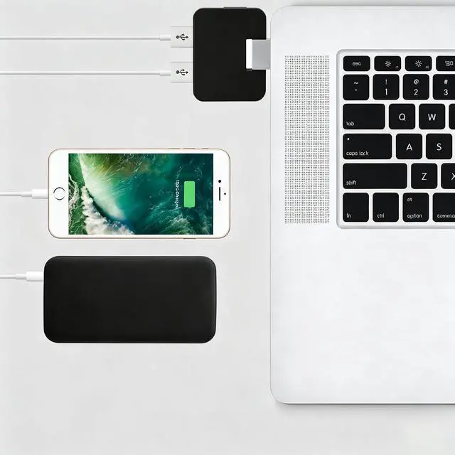 Alt view image 7 of 7 - USB 2.0 Hub, 4-Port Mini U-Shape Data Transfer Hub for PC Laptop Desktop, Plug and Play, Black