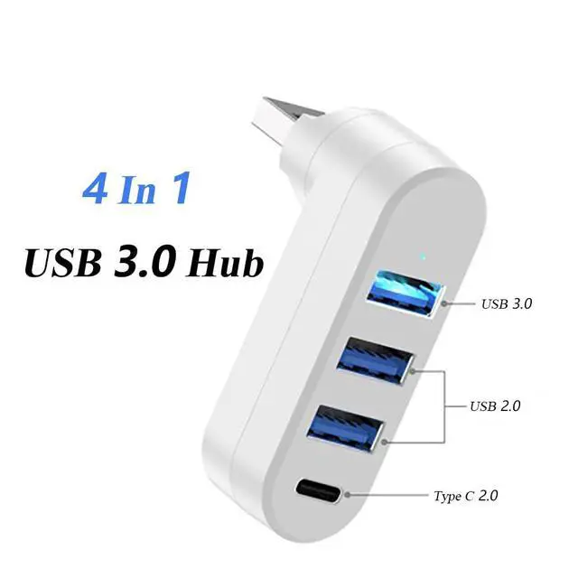 Alt view image 2 of 7 - 2 Pack 4-in-1 USB 3.0 Hub with Rotation, Multi-Port Adapter with 3 USB Ports and 1 USB C Port, High-Speed Data USB 3.0 Hub Compatible with Laptop/Table/Cellphone/Keyboard/Printer/MacBook