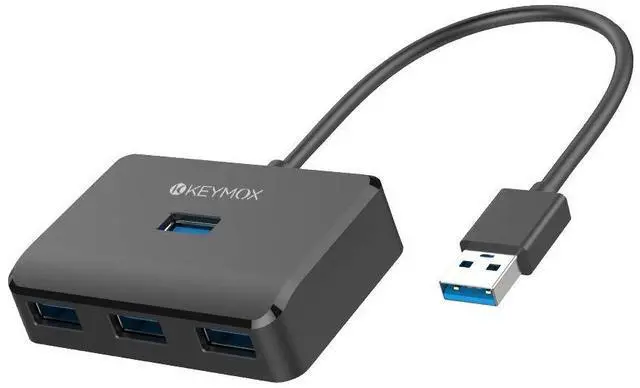 Main image of 4-Port USB 3.0 Hub, Compact Size Data USB Hub for MacBook, Mac Pro, Mac mini, iMac, Surface Pro, XPS, PC, Flash Drive, Mobile HDD (Charging Not Supported), Black