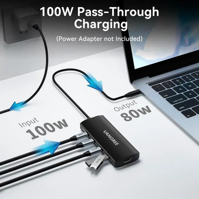 Alt view image 4 of 7 - USB C Hub 8 in 1 Multiport Adapter, 3 USB 3.2 Gen 2 Ports with 10Gbps, 3 USB-A 3.0 5Gbps, 4K@60Hz HDMI, 100W PD, USBC Splitter for MacBook Pro, iPad Pro, Mac mini and More(Not Support USB-C Monitor)