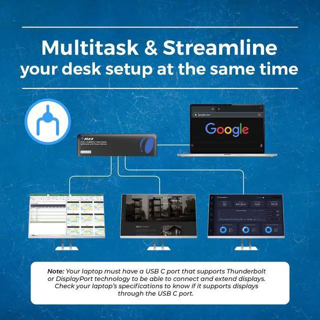 Alt view image 7 of 7 - USB C Docking Station Triple Monitor, SplitXtend 12-in-1 Laptop Dock with 2 HDMI + DisplayPort, 4K@60Hz, 85W PD, Ethernet, USB, SD/TF 3 Monitor Dock (MST, No Drivers, Windows)
