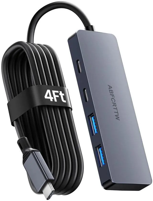 Main image of 4FT USB C Hub 3.2 Multiport Adapter, 10Gbps Aluminium USB C to USB Hub with 2 USB-A & 2 Type-C Port, USB C Splitter for Thunderbolt, MacBook, Mac mini, Laptop, Desktop, etc.