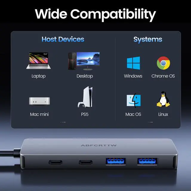 Alt view image 6 of 7 - 4FT USB C Hub 3.2 Multiport Adapter, 10Gbps Aluminium USB C to USB Hub with 2 USB-A & 2 Type-C Port, USB C Splitter for Thunderbolt, MacBook, Mac mini, Laptop, Desktop, etc.