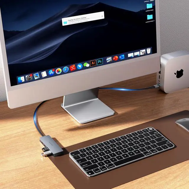 Alt view image 7 of 7 - 4FT USB C Hub 3.2 Multiport Adapter, 10Gbps Aluminium USB C to USB Hub with 2 USB-A & 2 Type-C Port, USB C Splitter for Thunderbolt, MacBook, Mac mini, Laptop, Desktop, etc.