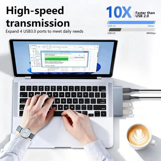 Alt view image 4 of 7 - Right USB Hub, Cable-Free USB Splitter,Portable USB Hub for Laptop