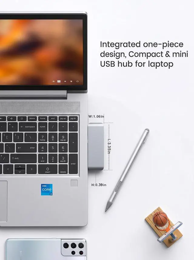 Alt view image 5 of 7 - Right USB Hub, Cable-Free USB Splitter,Portable USB Hub for Laptop