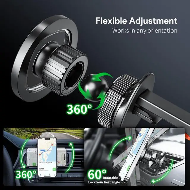 Alt view image 4 of 7 - Magnetic Car Phone Mount Air Vent Holder wtih Metal Ring
