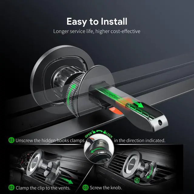 Alt view image 5 of 7 - Magnetic Car Phone Mount Air Vent Holder wtih Metal Ring