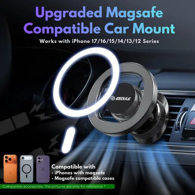 Alt view image 2 of 7 - Magnetic Car Phone Mount Air Vent Holder wtih Metal Ring