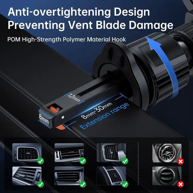 Alt view image 3 of 7 - for MagSafe Car HolderRing Ventilation 360° RotatableN55 Magnetic Phone Mount for Air Vent, Car Cell Phone Holder Mount Compatible iPhone 17/16 Pro Max 15 14 13 12, Carbon Fiber Style