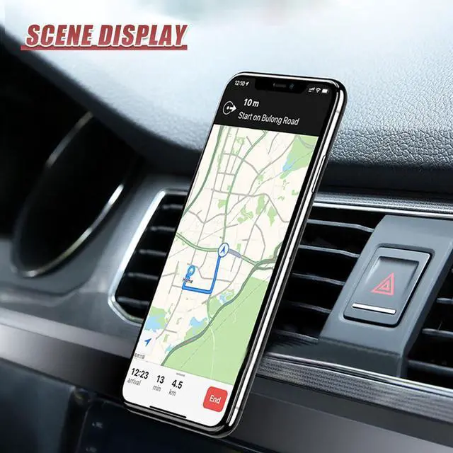 Alt view image 5 of 6 - Magnetic Car Phone Holder, L Type 360° Rotatable Adjustable Car Air Vent Cellphone Mount, No-Hand Clip-On Navigation Bracket, Universal Vehicle Smartphones Stand Accessories (Silver)