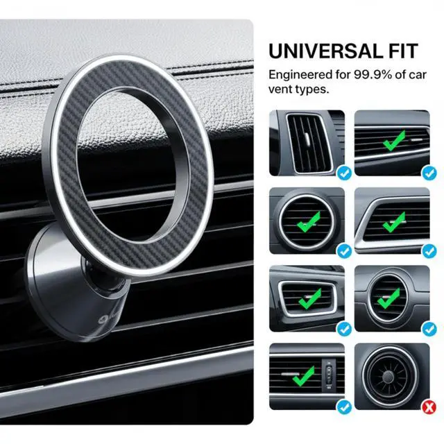 Alt view image 6 of 7 - Magnetic Car Phone Holder for MagSafe, Air Vent Phone Mount 360° Rotation, Strong Magnet Cell Phone Holder for Car for iPhone 17 16 15 14 13 12 Pro Max, Samsung Galaxy, Google Pixel